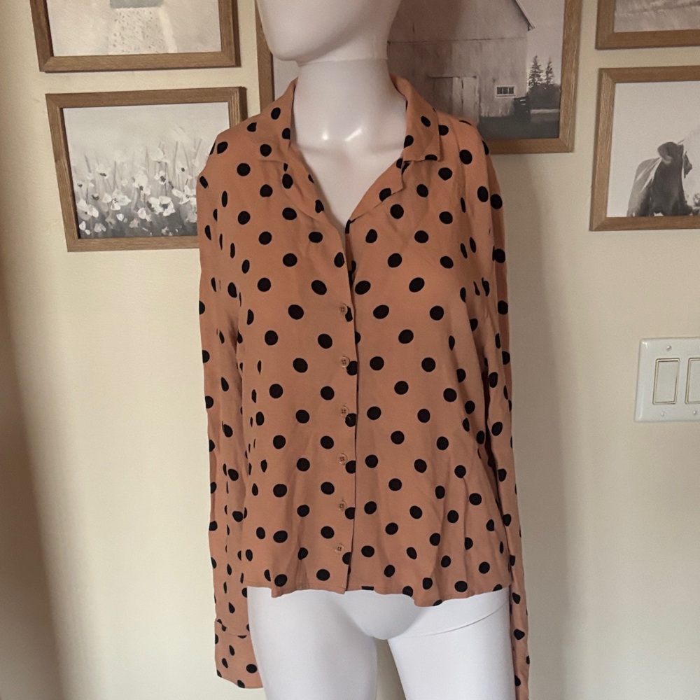 Reformation Polka Dot Button-Up Blouse